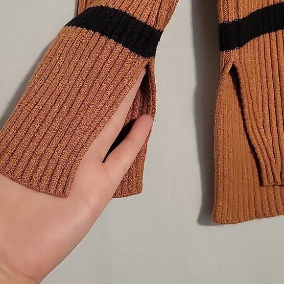 Abercrombie & Fitch striped ribbed crew neck sweater women's sz XXS brown black - Picture 5 of 7